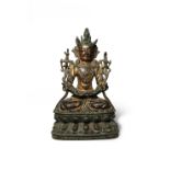 A CHINESE GILT-LACQUERED BRONZE FIGURE OF AMITABHA BUDDHA LATE MING DYNASTY Cast seated in