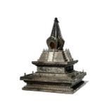 A CHINESE HARDWOOD MODEL OF A SARIRA SHRINE QING DYNASTY The elaborate square-section base carved in