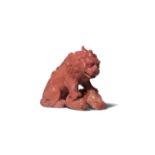 A CHINESE CORAL 'LION DOGS' GROUP LATE QING DYNASTY The large mythical beast depicted seated on