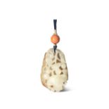 A CHINESE WHITE JADE 'BAT AND GOURDS' PENDANT QING DYNASTY Worked in high relief with a bat