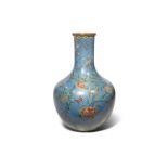 A LARGE CHINESE CLOISONNE TIANQIUPING 19TH CENTURY The globular body rising to a tall neck,