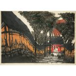 A LARGE JAPANESE PRINT BY KAN KAWADA (1927-1999) TAISHO PERIOD, DATED 1975 Entitled 'The gate at