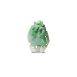 A CHINESE APPLE GREEN JADEITE 'FINGER CITRON' PENDANT 19TH CENTURY Formed as a finger citron with