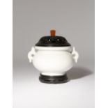 A CHINESE BLANC DE CHINE INCENSE BURNER QING DYNASTY The compressed body with an everted rim and