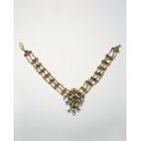 A DECCAN INDIAN GEM-SET NECKLACE EARLY 20TH CENTURY Mounted with emeralds, rubies and diamonds