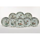EIGHT CHINESE FAMILLE VERTE PLATES KANGXI 1662-1722 Each painted with flowering branches issuing