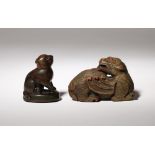 A CHINESE HORN SEAL CARVED AS A DOG PROBABLY 18TH CENTURY The dog depicted seated on its haunches