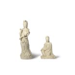 TWO CHINESE BLANC DE CHINE FIGURES OF GUANYIN 18TH CENTURY AND LATER One depicting the goddess