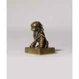 A SMALL CHINESE BRONZE SEAL LATE QING DYNASTY/REPUBLIC PERIOD Cast with a Buddhist lion dog, the