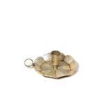 AN INDIAN GUJARAT MOTHER OF PEARL AND BRASS CANDLE HOLDER 17TH/18TH CENTURY Shaped as a flowerhead