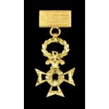 Spain: Cross for Baeza, Úbeda and Castril 1838, gilt with small enamel details, 19 mm, horizontal