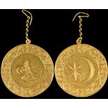 Turkey: Sultan's Medal for Egypt 1801, 2nd Class, gold, 48 mm, with original chain and hook