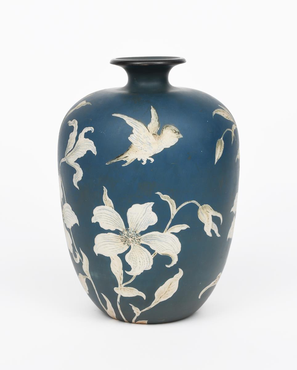 A rare Martin Brothers stoneware cameo vase by Edwin and Walter Martin, dated 1898, shouldered