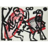 ‡ A.R. Penck (German 1939-2017) Adler und Tain Zer 2 Signed and titled, executed in 1982 Gouache