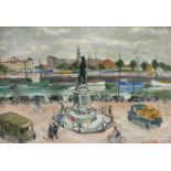 ‡ Nadia Benois (Russian 1896-1975) View of La Rochelle, with the statue of Admiral Duperré Signed