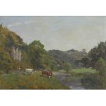 ‡ Campbell Archibald Mellon (1876-1955) Landscape with cattle by a river (recto); Norfolk