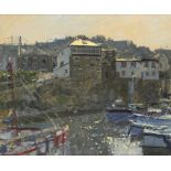 ‡ Ken Howard OBE, RA (b.1932) The Old Harbour, Newlyn, Afternoon Light Signed Oil on canvas 51 x