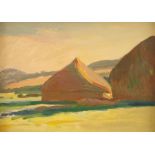 ‡ Harry Bush (1883-1957) Haystacks oil on board 1984 studio stamp to verso 26 x 35.4cm Provenance: