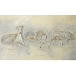 ‡ Max Leuchars (Contemporary) Study of whippets Signed Mixed media on board 109.5 x 181cm