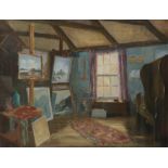 ‡ J.H.Dashwood (20th Century) In a Cornish studio, St. Ives Signed Oil on canvas 61.4 x 76.3cm
