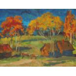 Evgeny Davidovich Redko (Russian 1924-2004) Autumn Evening Signed, titled, dated 1980s and inscribed