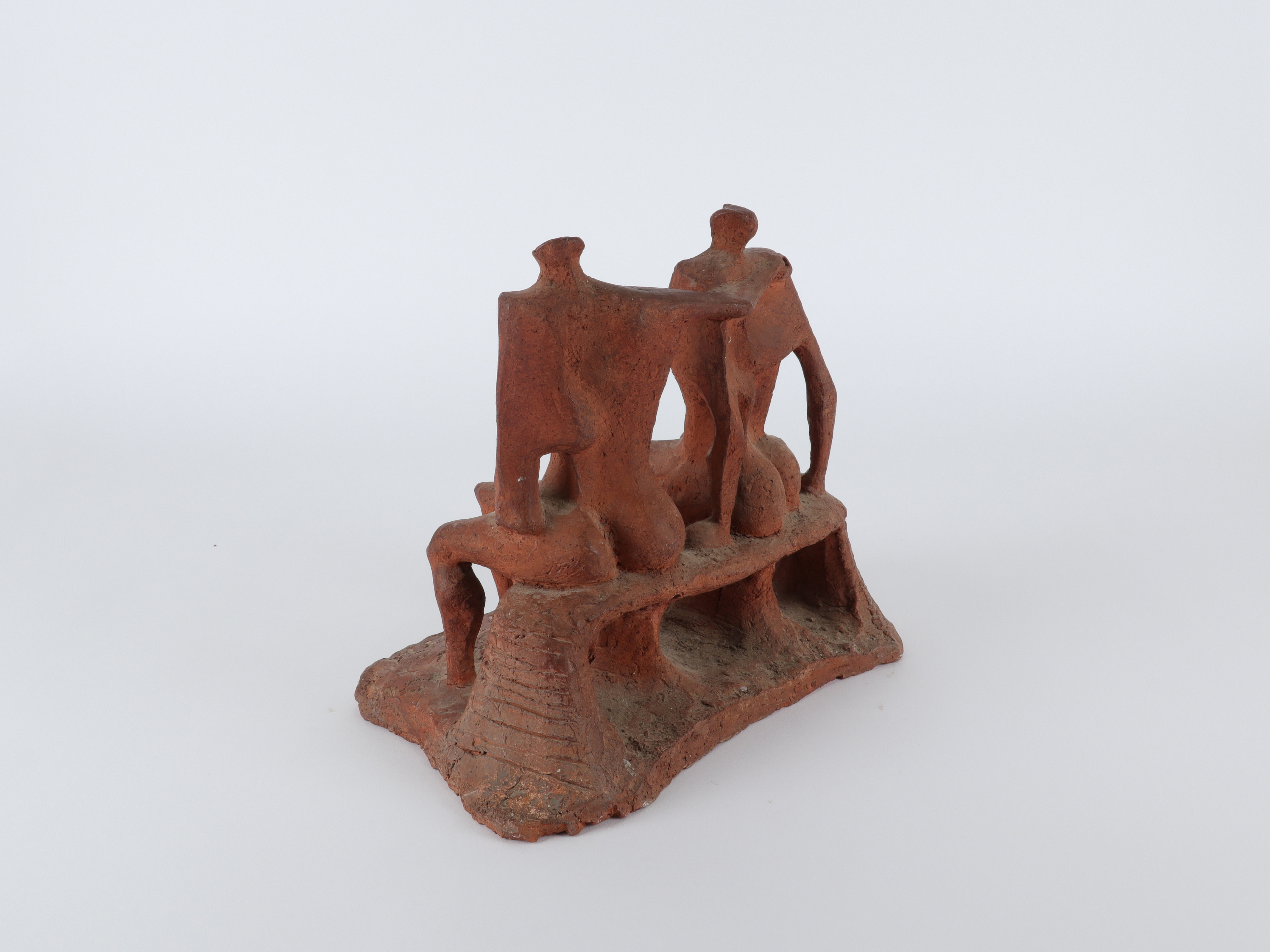 Follower of Kenneth Armitage Two figures seated on a bench Terracotta 26.5 x 29.5cm - Image 7 of 12