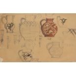 ‡ Sir Frank Brangwyn RA (1867-1956) Study of jugs Inscribed with glazing instructions and other