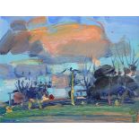 ‡ James Fullarton (Scottish b.1946) Clouds Over Straiton Signed Oil on canvas board 19 x 24cm