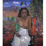 ‡ Christopher Robinson (b.1945) Woman in the Sacred Forest, Madagascar Signed and further titled and