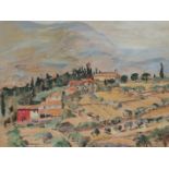 French School 20th Century Provençal landscape Signed with monogram DS, and dated 1962 Oil on