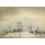 ‡ Frank Egginton RCA (1908-1990) A wet day, Comber Road, Co. Down Signed Watercolour 36.5 x 52cm