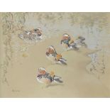 ‡ Eric Arnold Roberts Ennion (1900-1981) Mandarin ducks Signed Watercolour and pencil heightened