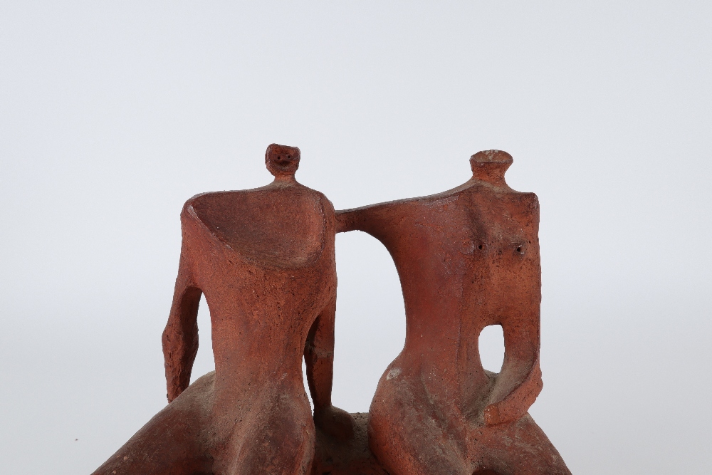 Follower of Kenneth Armitage Two figures seated on a bench Terracotta 26.5 x 29.5cm - Image 10 of 12