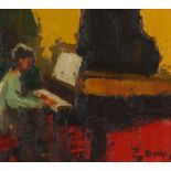 ‡ Donald McIntyre RCA (1923-2009) Girl at a piano Signed with initials Oil on board 16.6 x 19cm