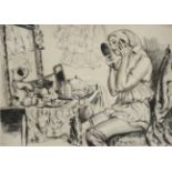 ‡ Dame Laura Knight RA (1877-1970) Mascots and Make-up Signed, titled and inscribed in pencil to