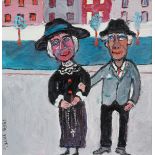 ‡ Fred Yates (1922-2008) An elderly couple Signed Oil on canvas 40 x 40cm Provenance: David Lay,