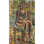 ‡ John Bratby RA (1928-1992) Portrait of Gloria as an art student Signed, and further inscribed Dear