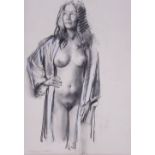 ‡ Robbie Wraith (b.1952) Corinne II Signed, also titled verso Charcoal heightened with white 50 x