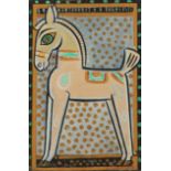 Jamini Roy (Indian 1887-1972) Horse Signed, and further inscribed Jamini Roy Calcutta 1940 on the