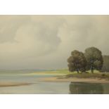 ‡ Pierre de Clausade (French 1910-1978) Vue de la Loire Signed Oil on canvas 54.5 x 72.8 cm