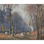 ‡ Francis Patrick Martin (Scottish 1883-1966) Mountainous river landscape Signed Oil on canvas 51