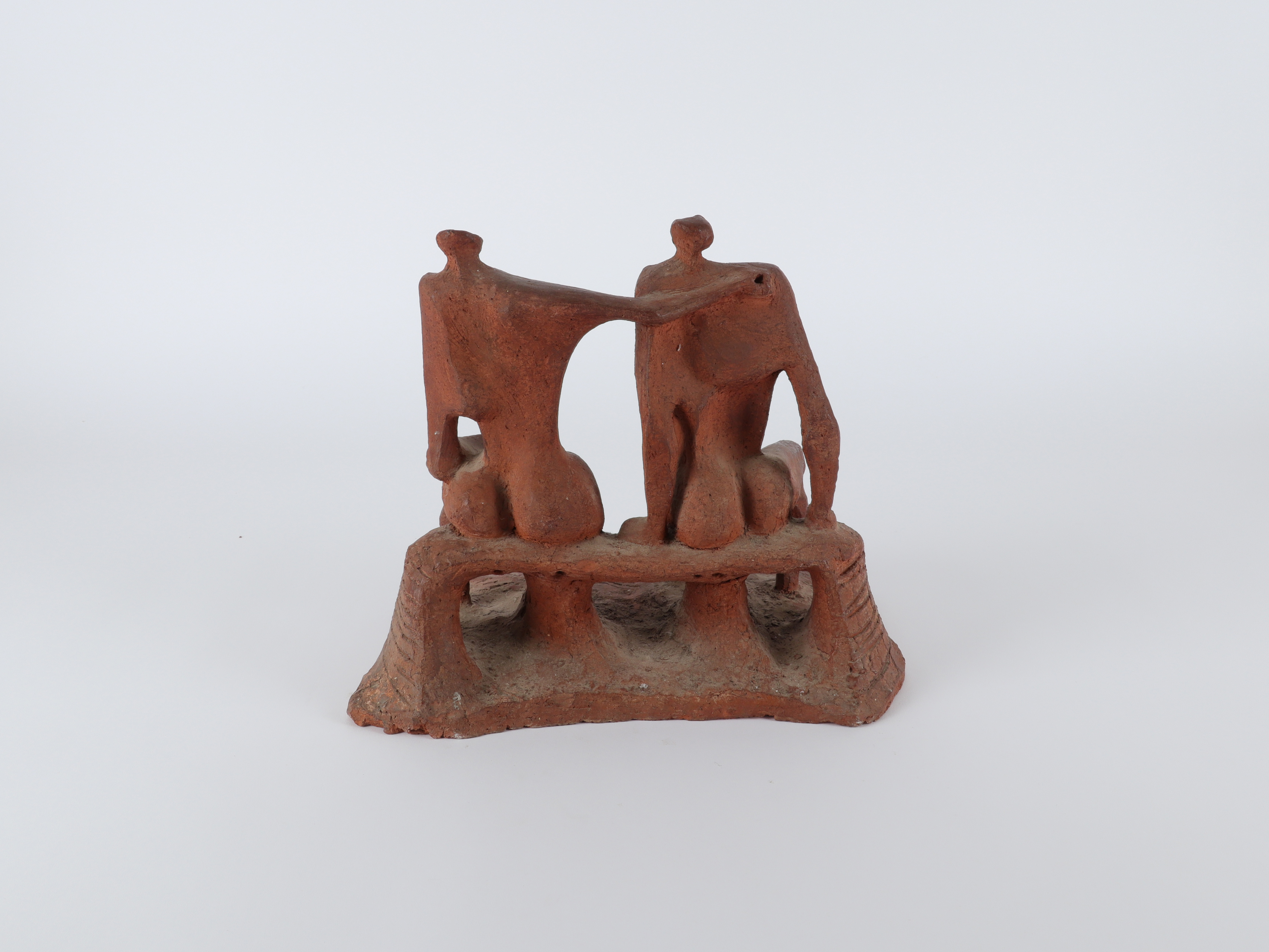 Follower of Kenneth Armitage Two figures seated on a bench Terracotta 26.5 x 29.5cm - Image 6 of 12