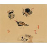 Joseph Crawhall (1861-1913) Study of turkeys and ducks Signed Watercolour 20.8 x 25.6cm