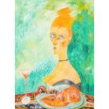 ‡ John Bellany RA (Scottish 1942-2013) Gourmet at the Ritz Signed and titled to verso Oil on