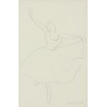 ‡ Dame Laura Knight DBE, RA, RWS (1877-1970) Study of Pavlova dancing Signed Pencil 32.2 x 21cm