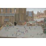 ‡ Julian Bell (b. 1952) The playground Signed and dated FEBRUARY 1975 Oil on canvas 51 x 76cm