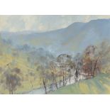 ‡ James Longueville (b. 1942) Winter sun, The Dee near Rhewl, North Wales Signed Oil on board 44.5 x