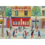 ‡ Fred Yates (1922-2008) Street scene Signed Oil on canvas 26 x 34cm Provenance: The Heather Bray