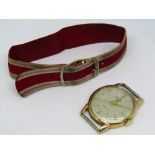 1950s Lanco 17 jewel Incabloc 9ct gent's wrist watch, the champagne dial with Arabic numerals and