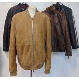 A collection of men's jackets including a Hugo Boss suede jacket (no size shown, approx 40" chest) a